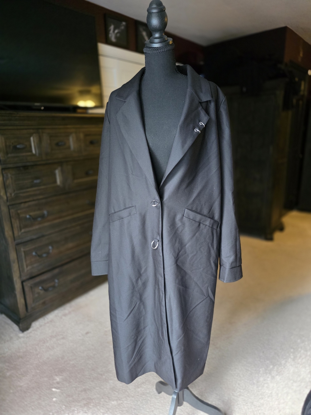 FOXBLOOD Rory Black Longline Trench Coat Medium NWT Gothic Minimalist - Picture 3 of 7